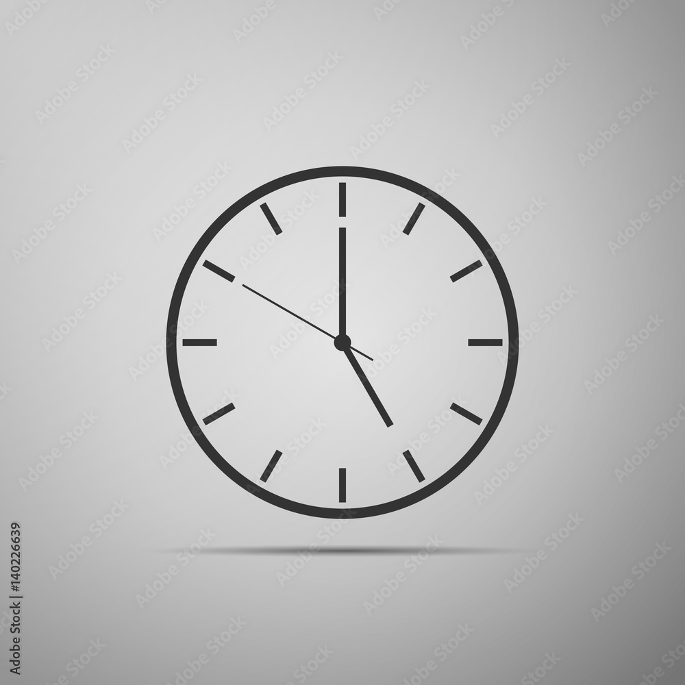 Clock flat icon on grey background. Vector Illustration Clock flat icon on grey background. Vector Illustration