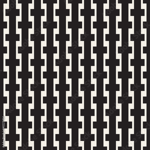Weave Seamless Pattern. Braiding Background of Intersecting Stripes Lattice. Black and White Geometric Vector Illustration.