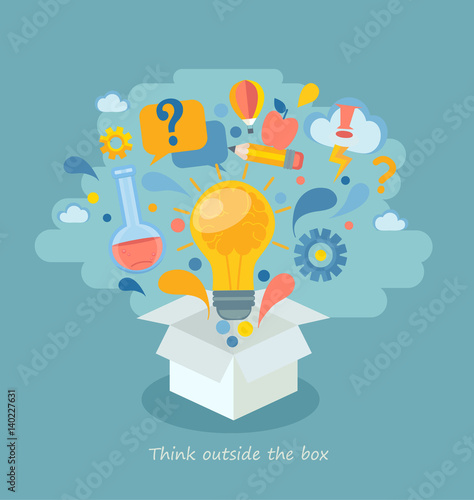 Think outside the box, vector illustration.