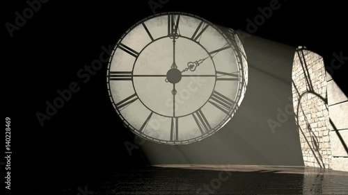 A  24 hour time-lapse from the interior of the attic room behind a working antique tower clock with light rays penetrating through