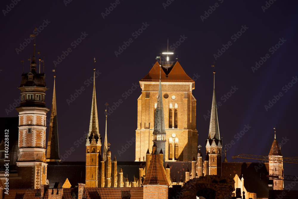 Naklejka premium Gothic Architecture of St Mary Basilica in Gdansk, Poland