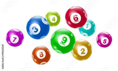 Vector Bingo / Lottery Number Balls Set - Colorful	- 1 to 9
