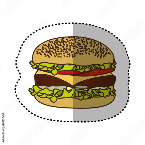 Fototapeta Naklejka Na Ścianę i Meble -  color hamburger fast food icon, vector illustraction image