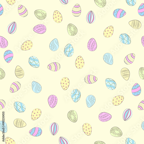 Little Easter eggs color seamless pattern. Pastel ornamental.