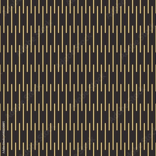 Seamless antique black and gold vertical geo op art mod horizontal sticks with rounded ends textile pattern vector