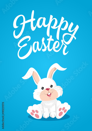 Easter bunny with Happy Easter text © rudall30