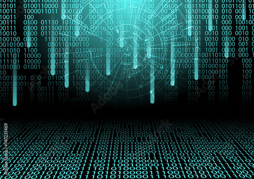 modern digital code with abstract circle vector technology concept design