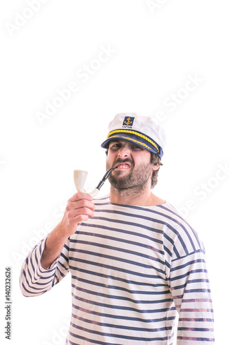 Young sailor with smoking pipe