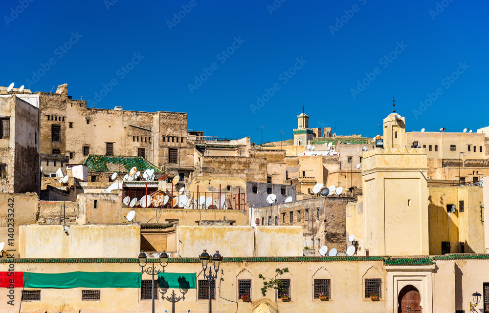 View of Fes Medina from Rcif Square, Morocco