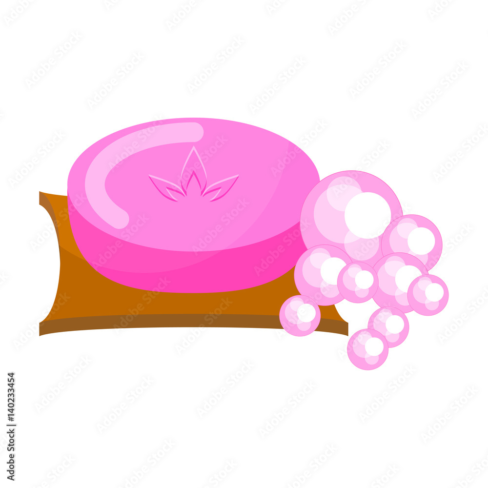 Pink soap with foam bubbles vector. Pink soap with foam bubbles vector.