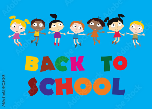 Welcome Back to school concept with childrens  chalkboard and Colorful worlds Vector.