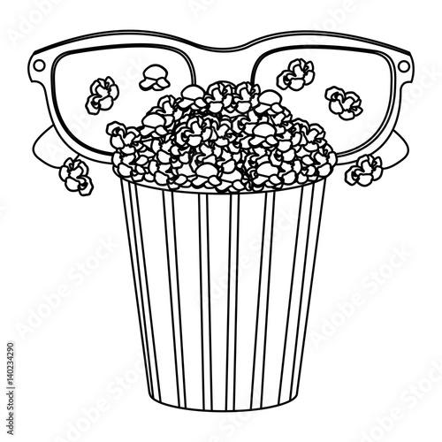pop corn with 3d glasses icon  vector illustraction design