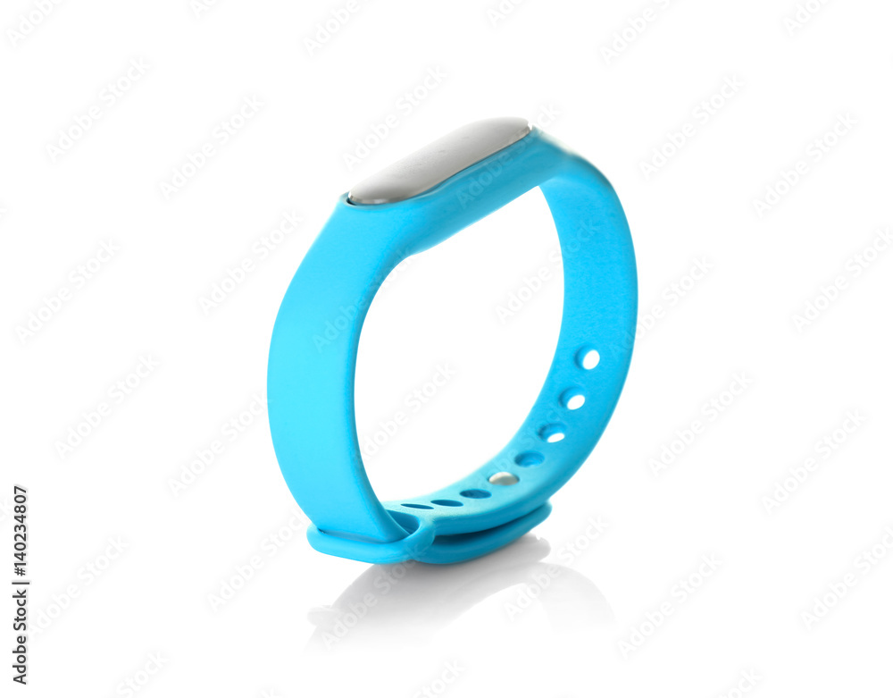 Blue fitness tracker, isolated on white