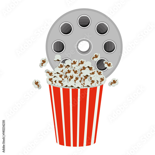 color movie film clipart with pop corn icon, vector illustraction design