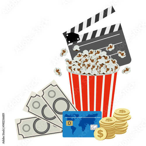 color clipper board, pop corn and money icon, vector illustraction design