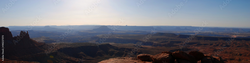 Muley Point, Utah, San Juan River valley and Monument Valley in the distance