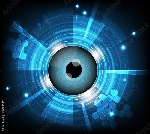 vector blue eyeball cyber future technology   security concept background.