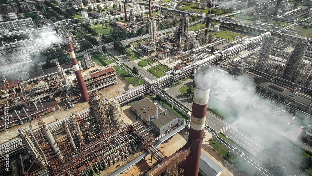 Aerial view of oil refinery plant Aerial view of oil refinery plant