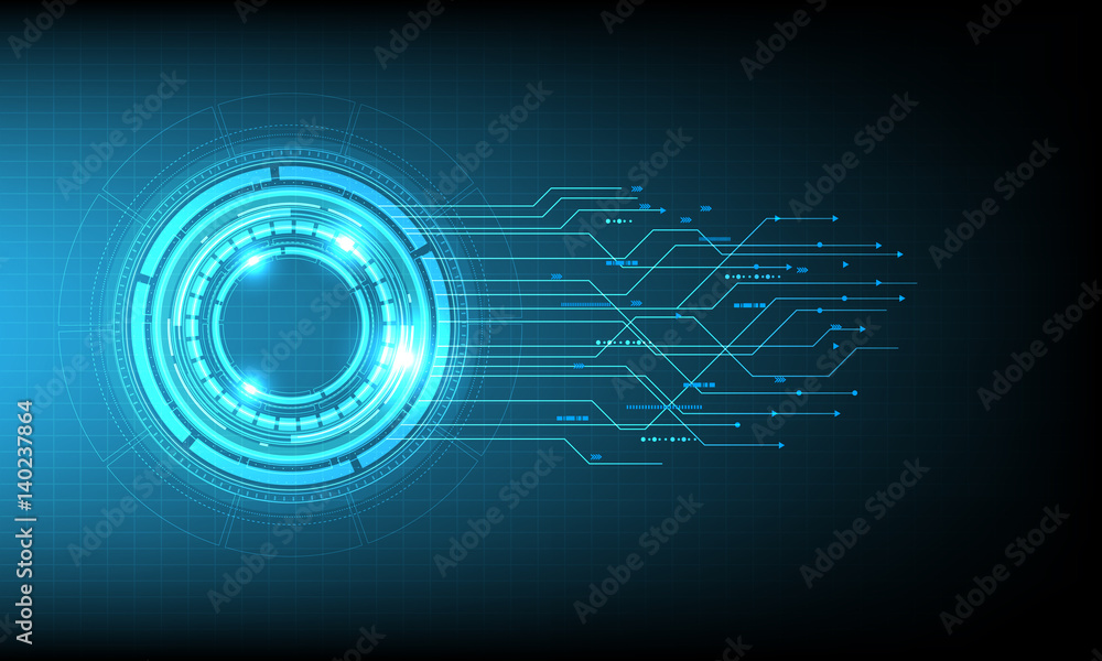 vector tech circle on blue background. vector tech circle on blue background.
