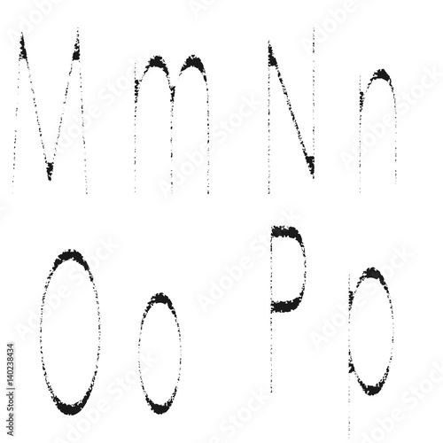 Letters M, N, O, P on a white background