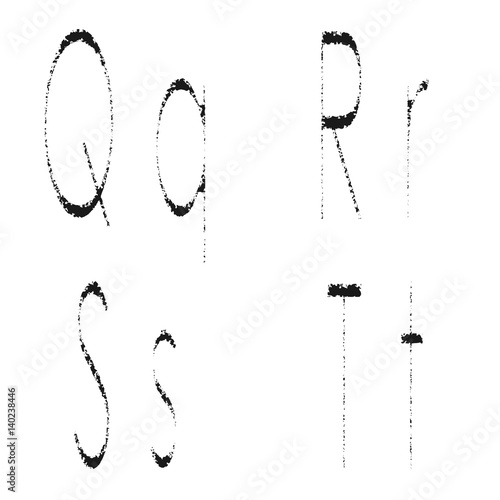 Letters Q, R, S, T on a white background