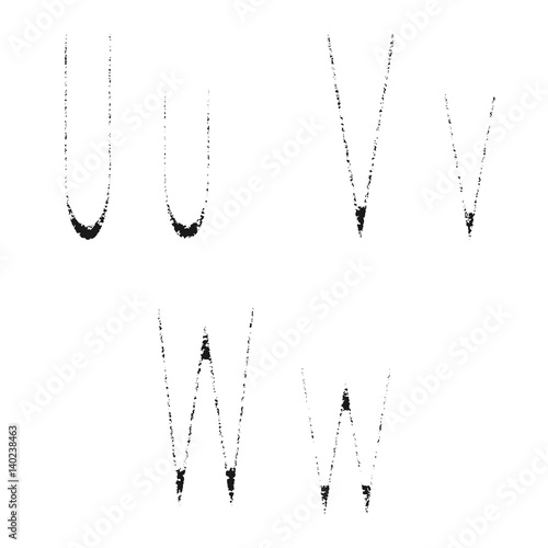 Letters U, V, W on a white background