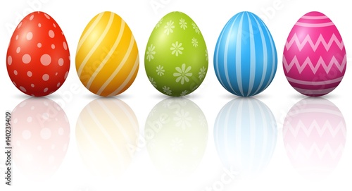 Colourful Easter Eggs on white background