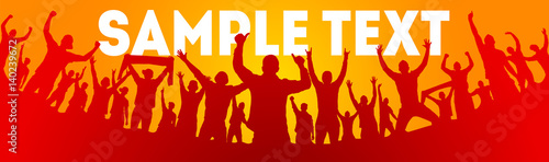 Background with cheering people