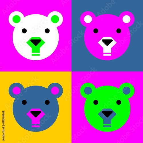 Colored Bear Face