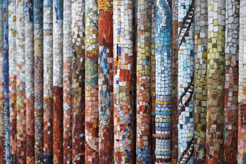 columns with colorful tesserae