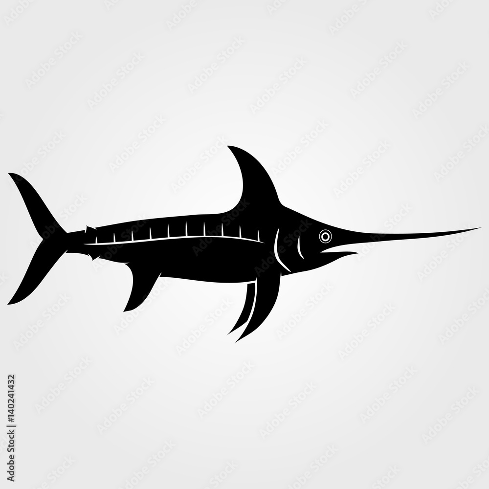 Obraz premium Marlin fish icon isolated on white background.
