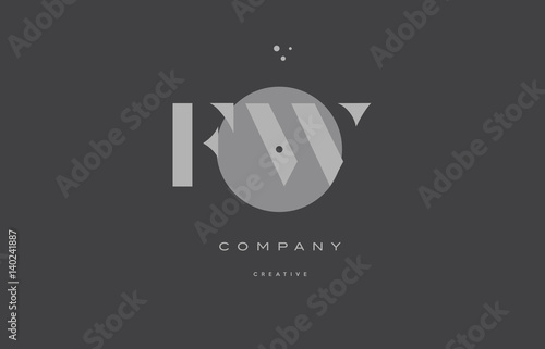 fw f w grey modern alphabet company letter logo icon