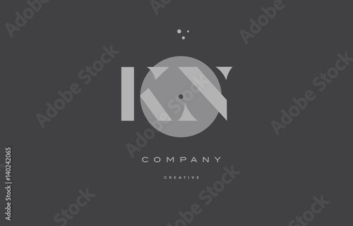 kn k n  grey modern alphabet company letter logo icon
