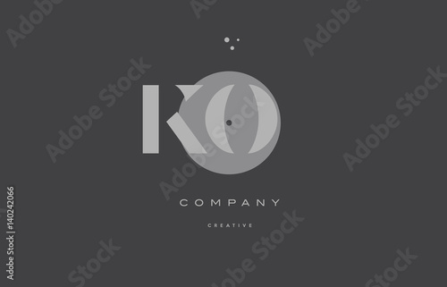 ko k o  grey modern alphabet company letter logo icon
