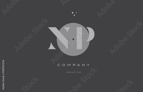 np n p  grey modern alphabet company letter logo icon