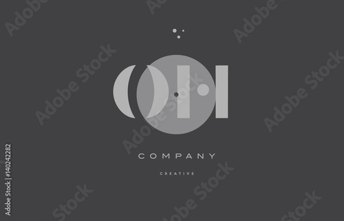 oh o h  grey modern alphabet company letter logo icon