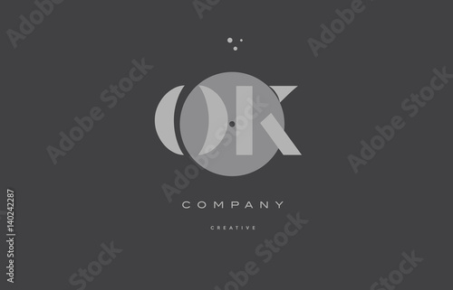 ok o k  grey modern alphabet company letter logo icon