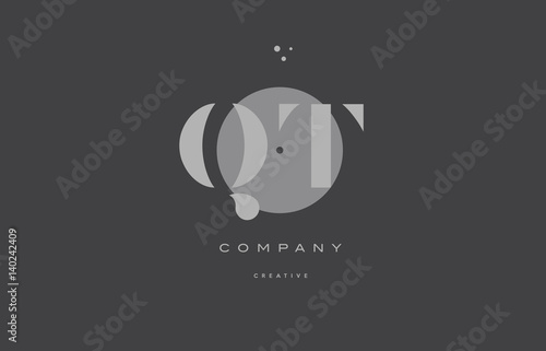 qt q t grey modern alphabet company letter logo icon