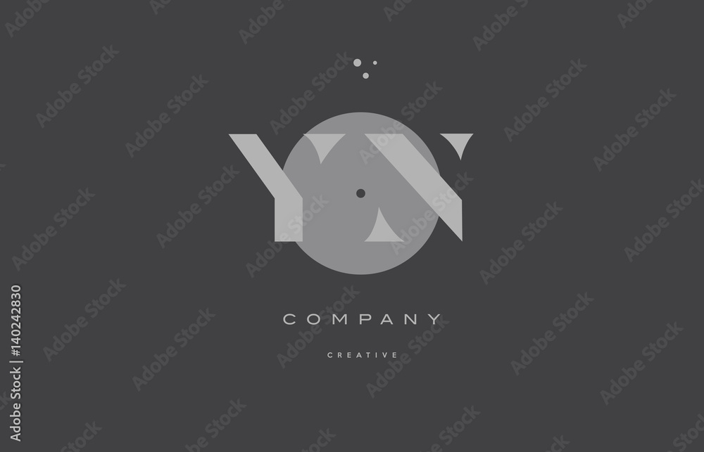 yn y n  grey modern alphabet company letter logo icon - obrazy, fototapety, plakaty 