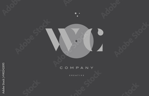 wc w c  grey modern alphabet company letter logo icon