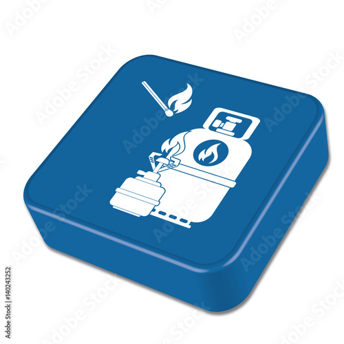 Camping stove with gas bottle icon vector