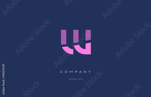 w pink blue alphabet letter logo icon