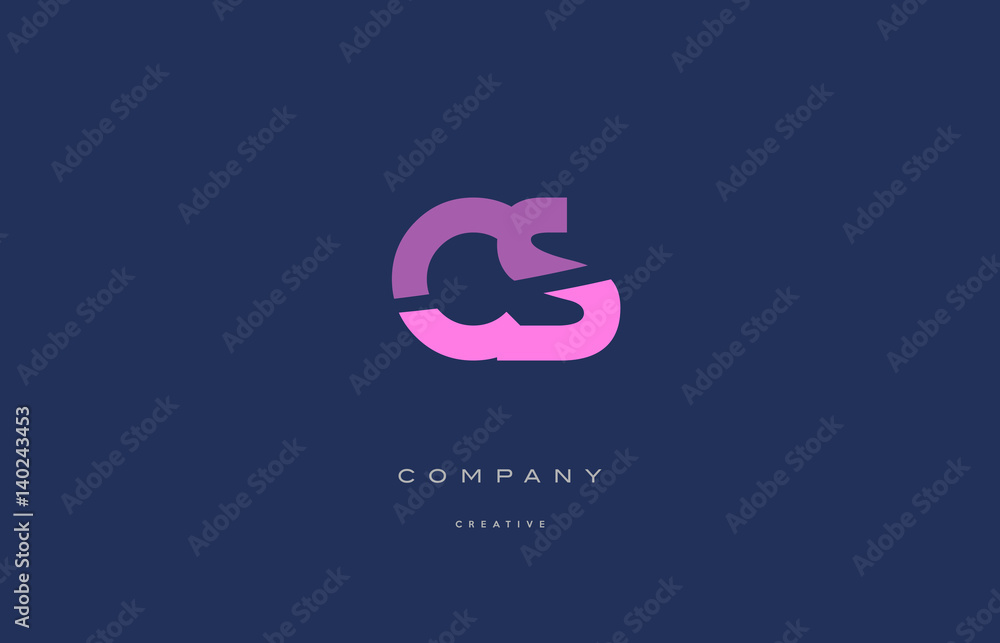 cs c s  pink blue alphabet letter logo icon