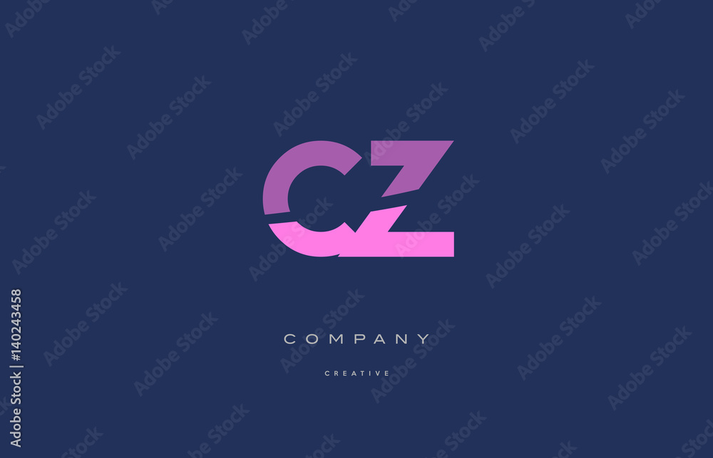 cz c z  pink blue alphabet letter logo icon - obrazy, fototapety, plakaty 
