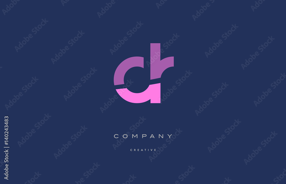 dr d r  pink blue alphabet letter logo icon
