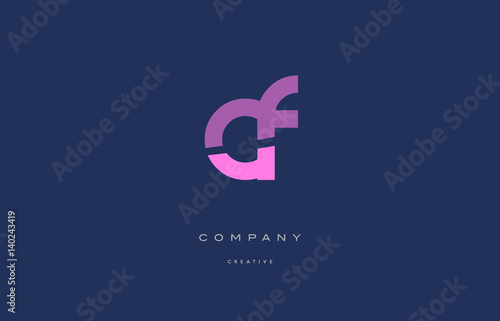 cf c f  pink blue alphabet letter logo icon