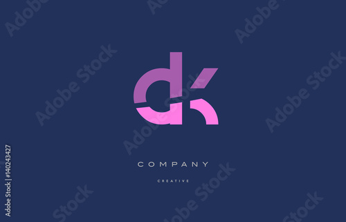 ck c k  pink blue alphabet letter logo icon