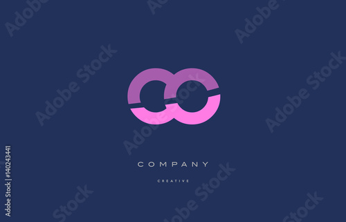 co c o  pink blue alphabet letter logo icon