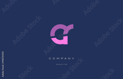 cr c r  pink blue alphabet letter logo icon