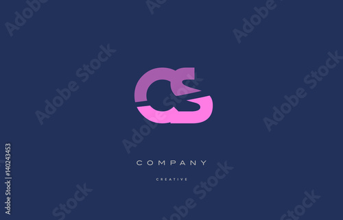 cs c s pink blue alphabet letter logo icon